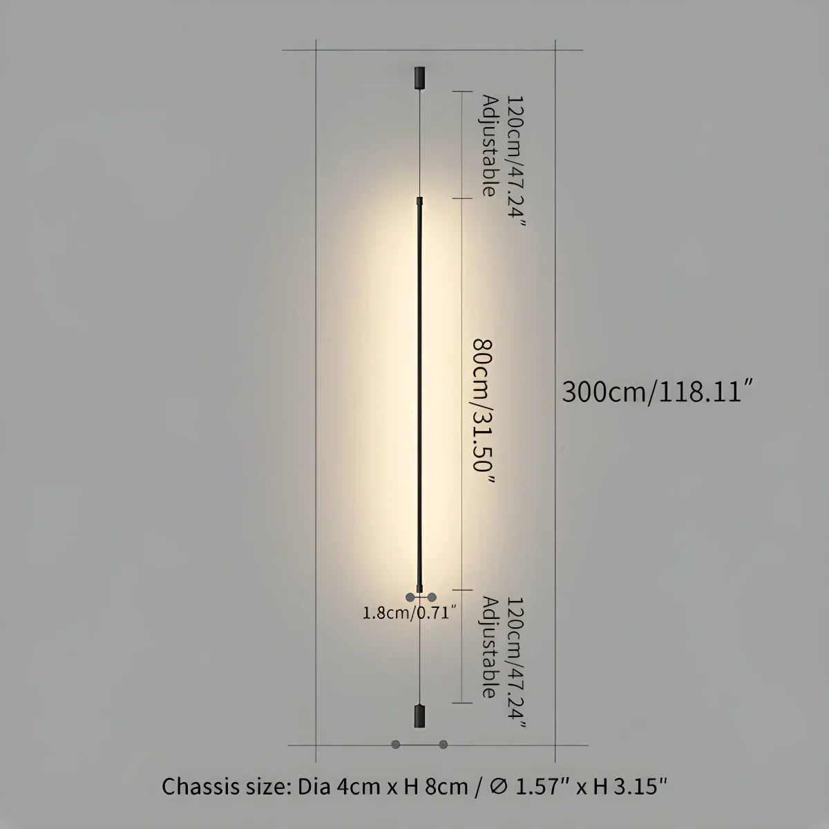 Vertical Line Floor-to-Ceiling LED Lamp