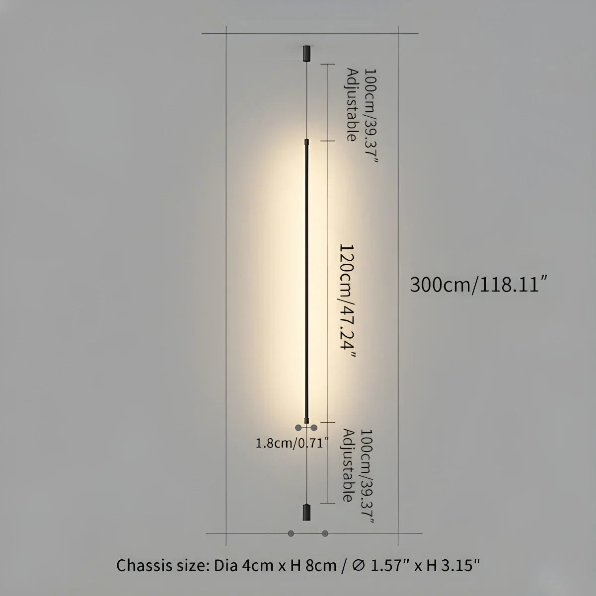 Vertical Line Floor-to-Ceiling LED Lamp