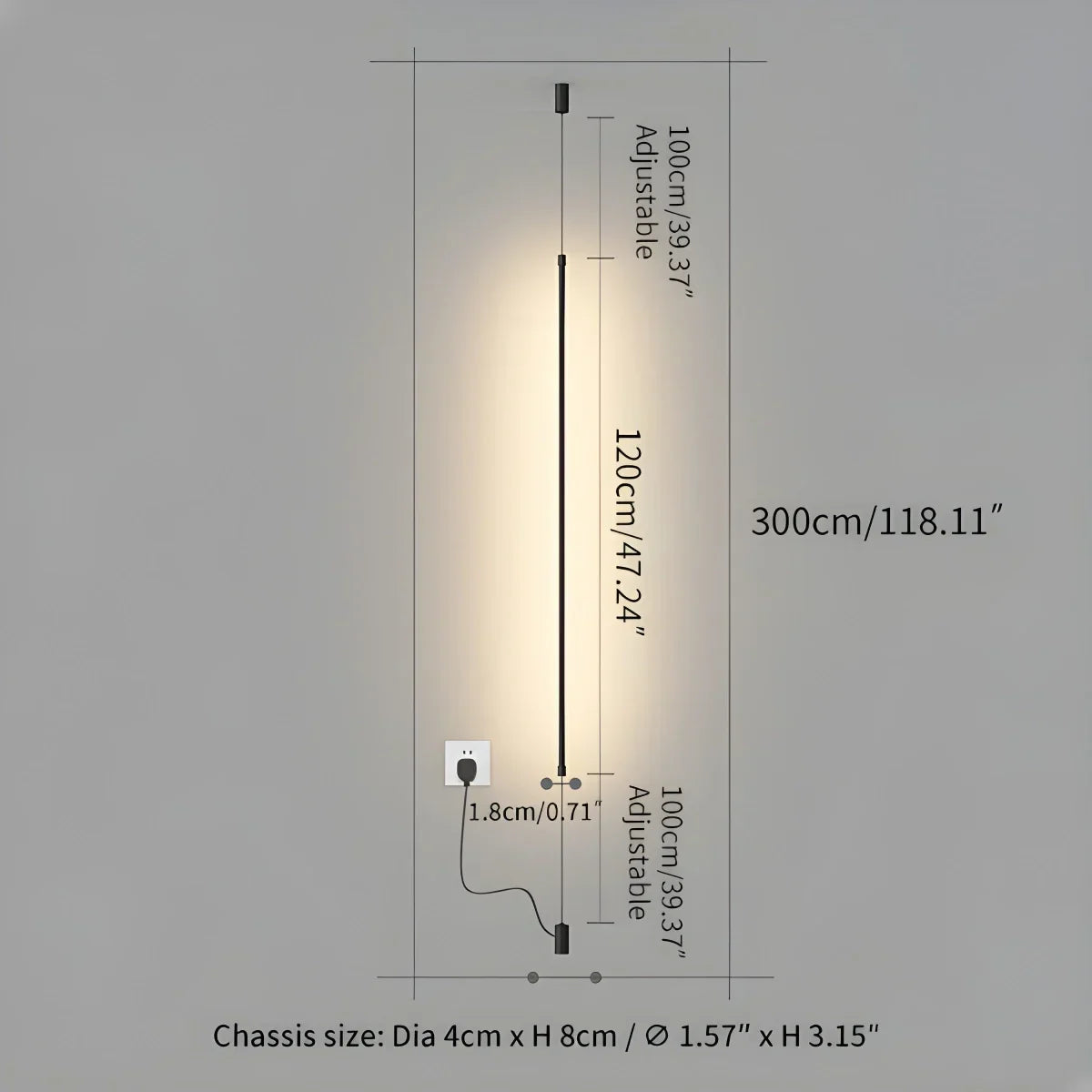 Vertical Line Floor-to-Ceiling LED Lamp