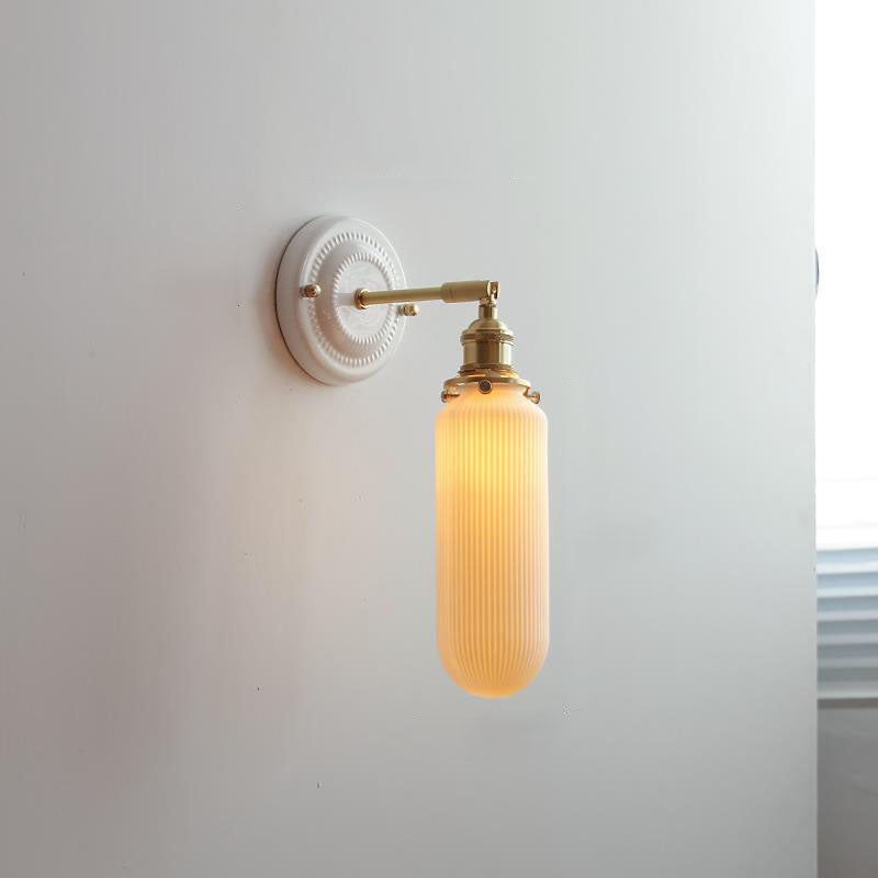 Vintage Ceramic Brass Wall Sconce with Retro Japanese Design