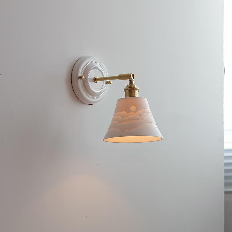 Vintage Ceramic Brass Wall Sconce with Retro Japanese Design