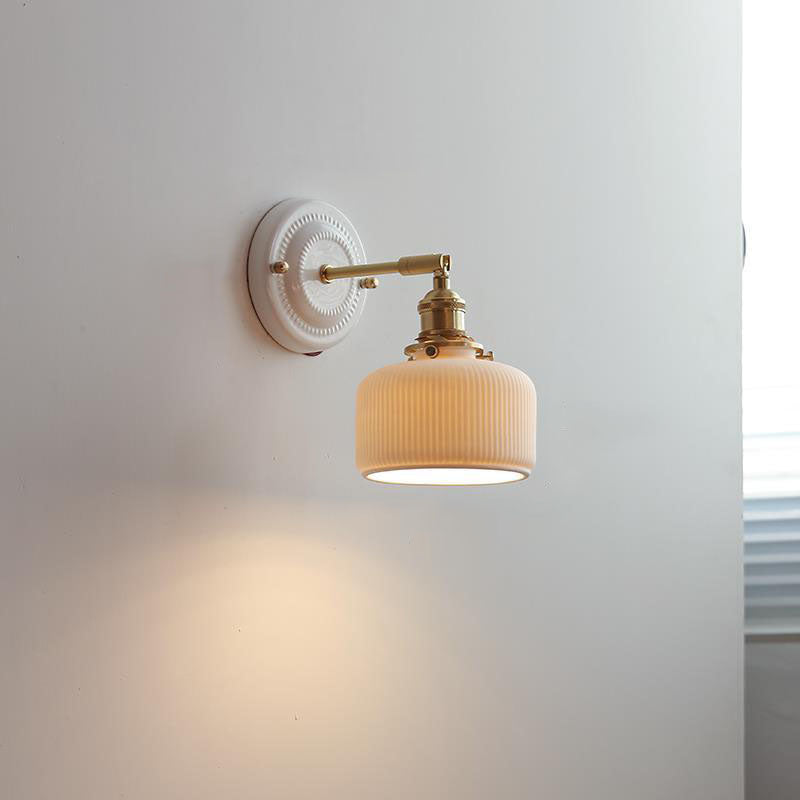 Vintage Ceramic Brass Wall Sconce with Retro Japanese Design