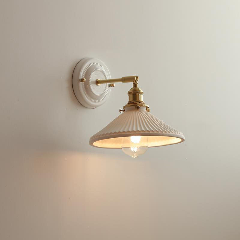Vintage Ceramic Brass Wall Sconce with Retro Japanese Design