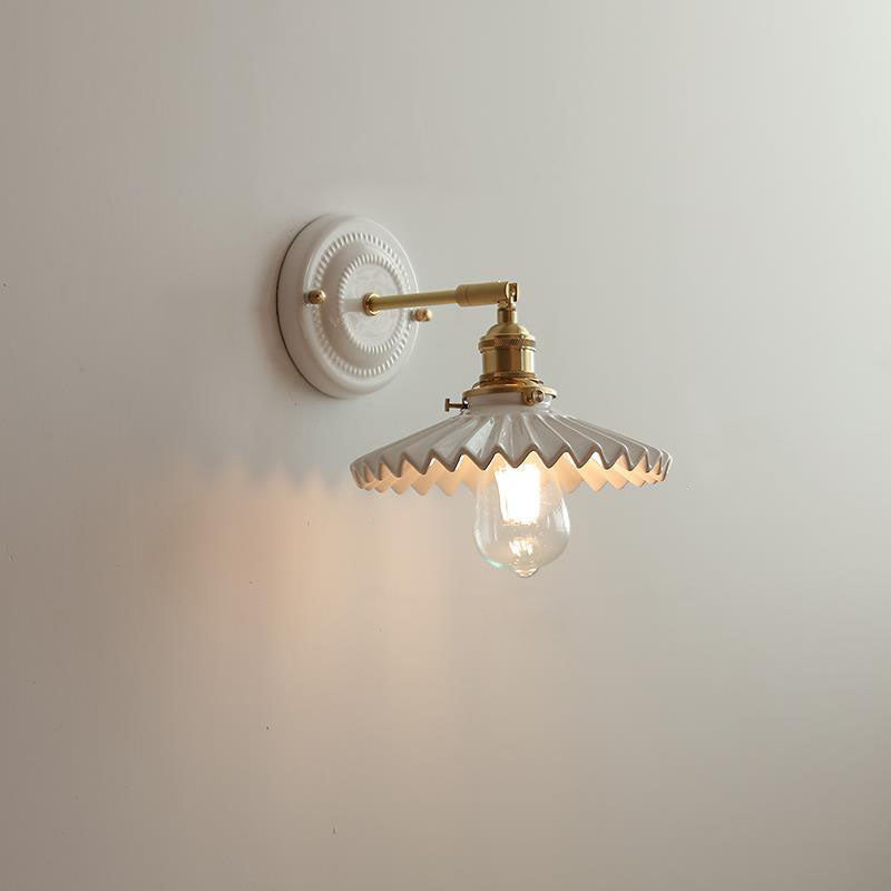 Vintage Ceramic Brass Wall Sconce with Retro Japanese Design