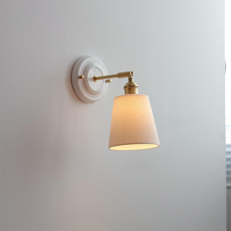 Vintage Ceramic Brass Wall Sconce with Retro Japanese Design