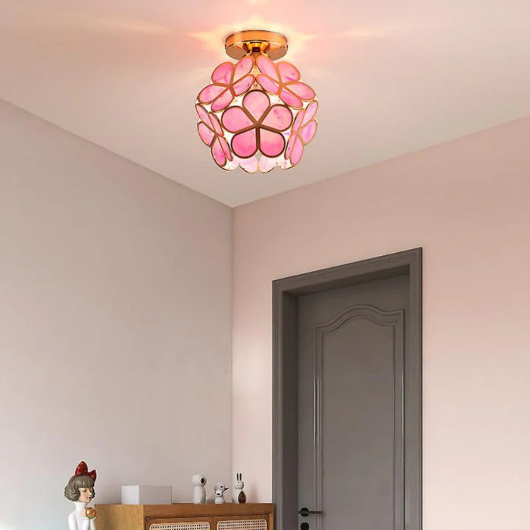 Vintage Floral Glass Ceiling Light with Retro Decorative Design