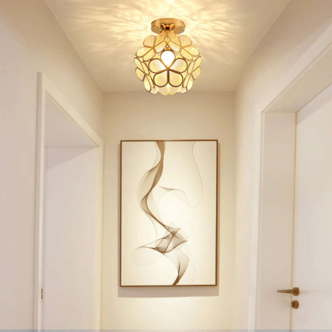 Vintage Floral Glass Ceiling Light with Retro Decorative Design