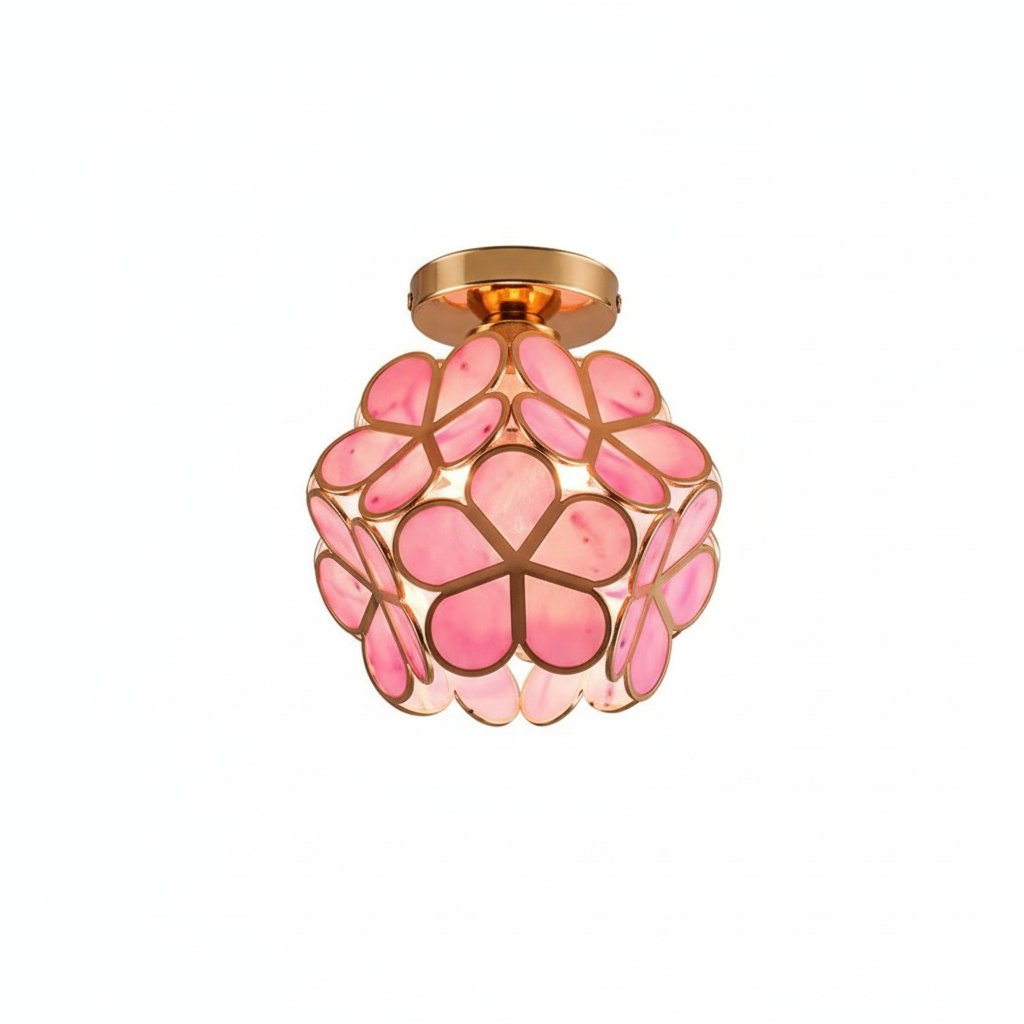 Vintage Floral Glass Ceiling Light with Retro Decorative Design