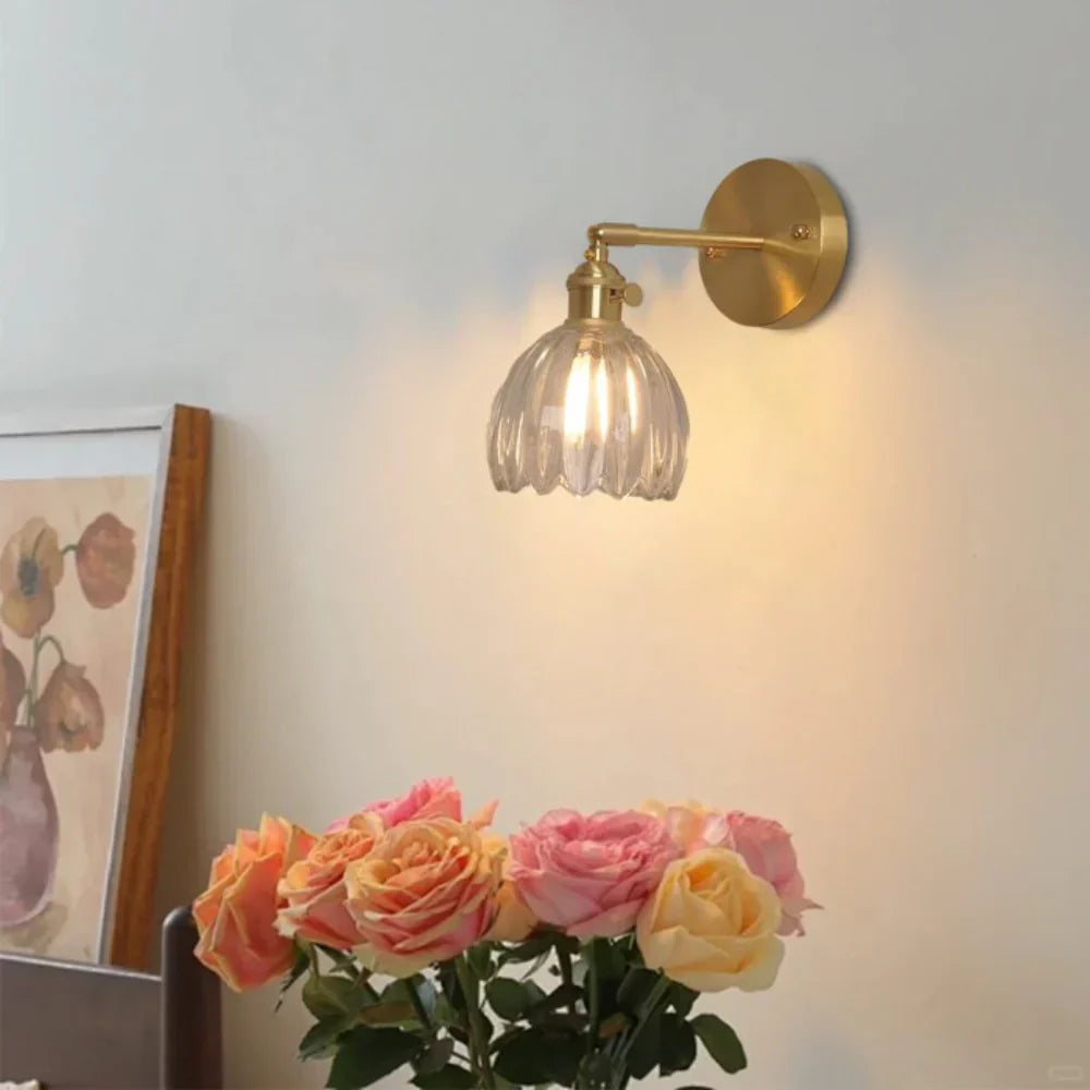 Vintage Garden Wall Light with Amber Glass Shade
