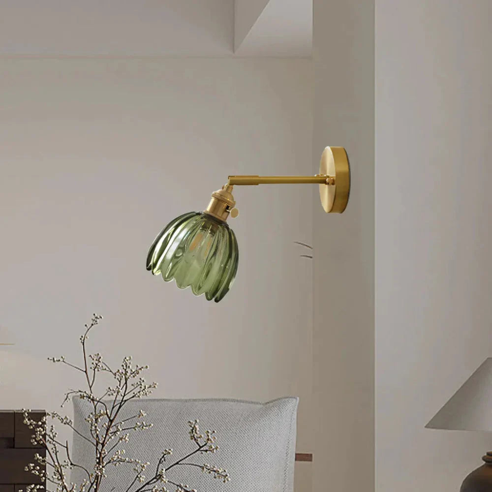 Vintage Garden Wall Light with Amber Glass Shade