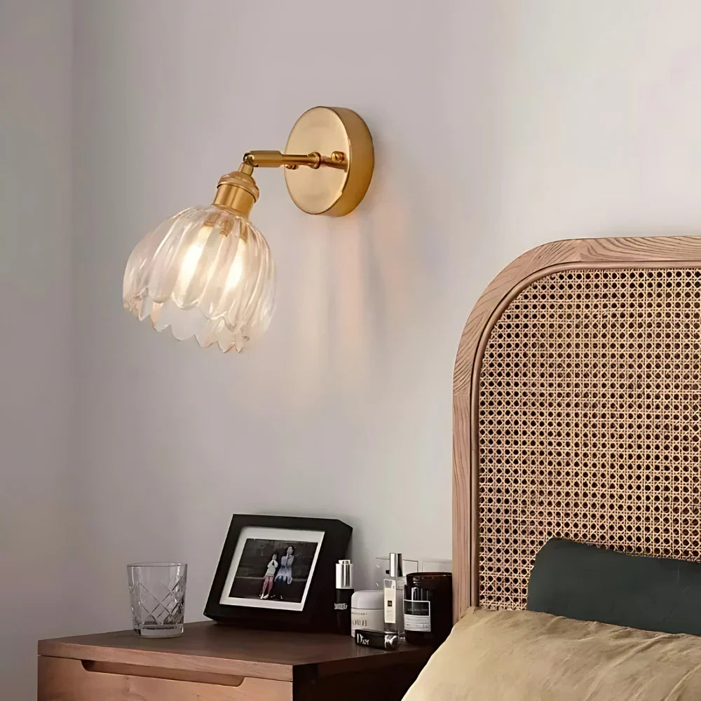 Vintage Garden Wall Light with Amber Glass Shade
