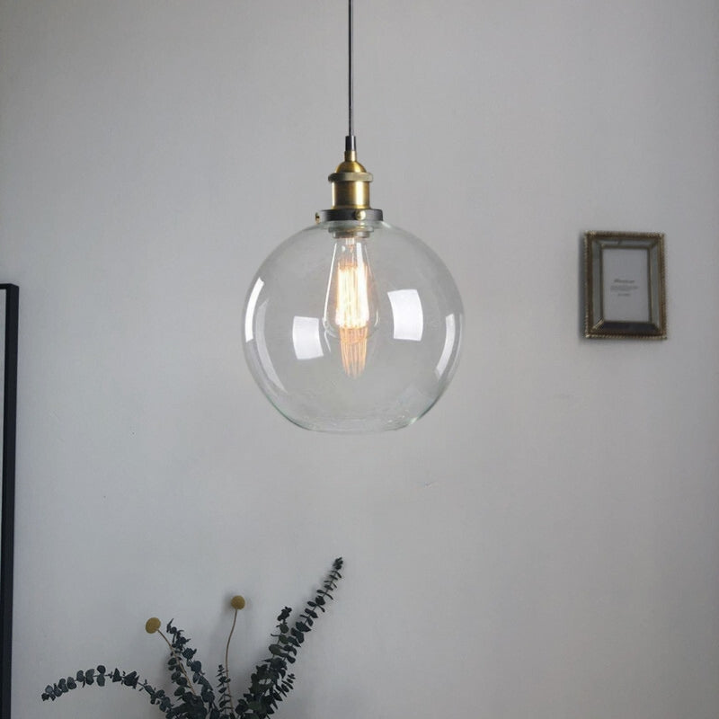 Vintage Glass Chandelier with Industrial Socket