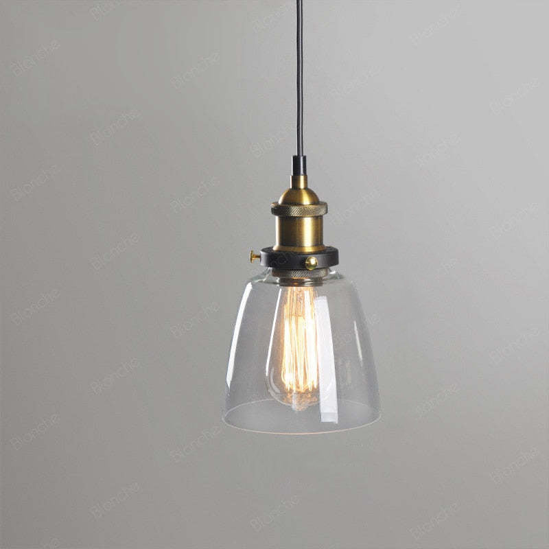 Vintage Glass Chandelier with Industrial Socket
