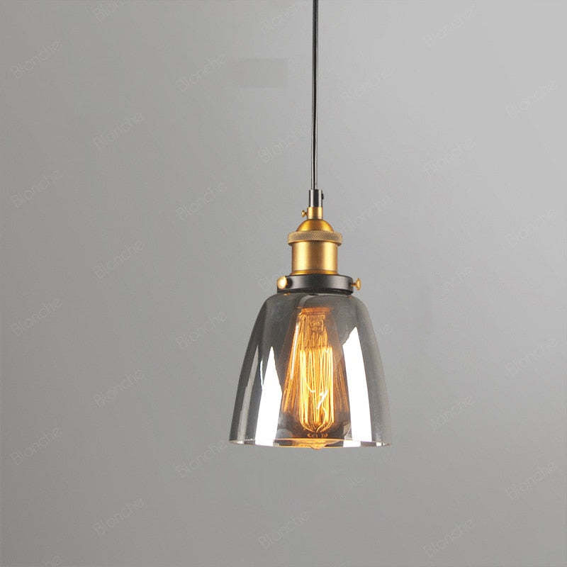 Vintage Glass Chandelier with Industrial Socket