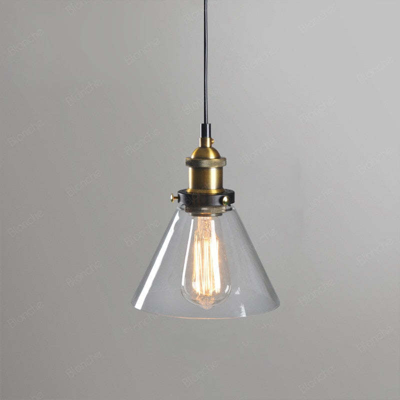 Vintage Glass Chandelier with Industrial Socket