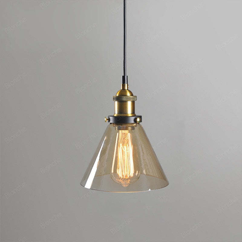 Vintage Glass Chandelier with Industrial Socket