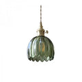 Vintage Glass Pendant Light with Fluted Shade