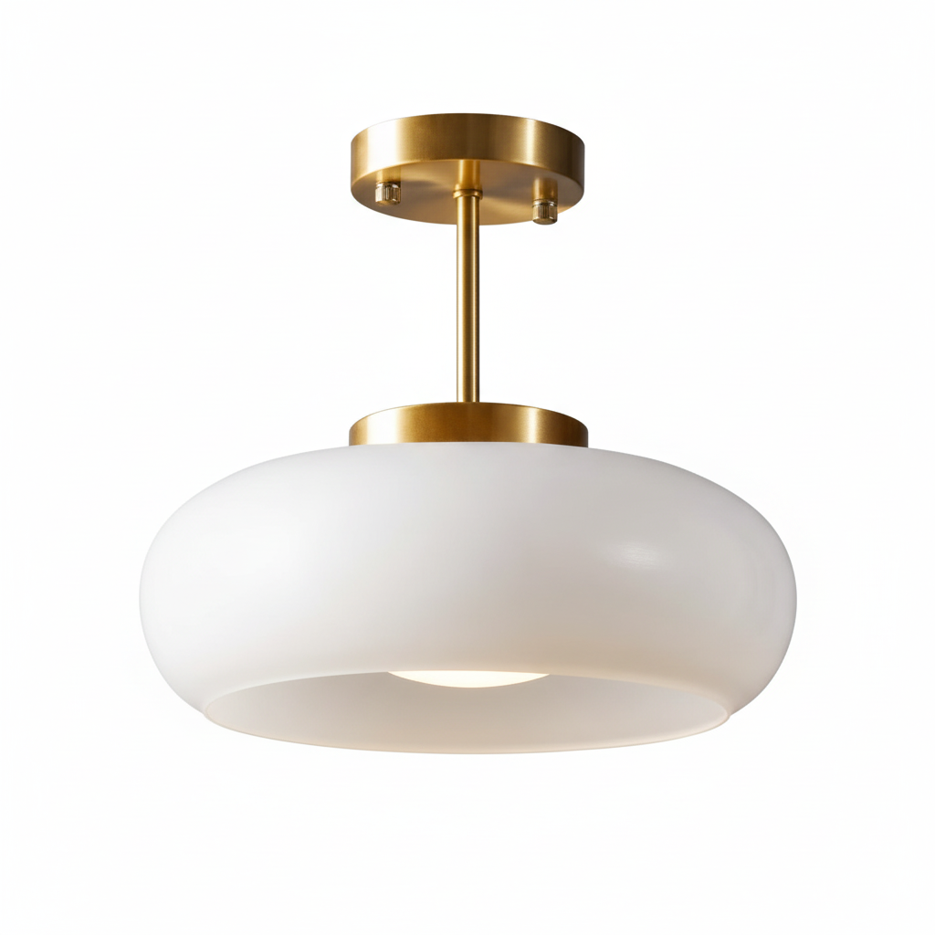 Vintage Glass Pendant Light with Orange Shade