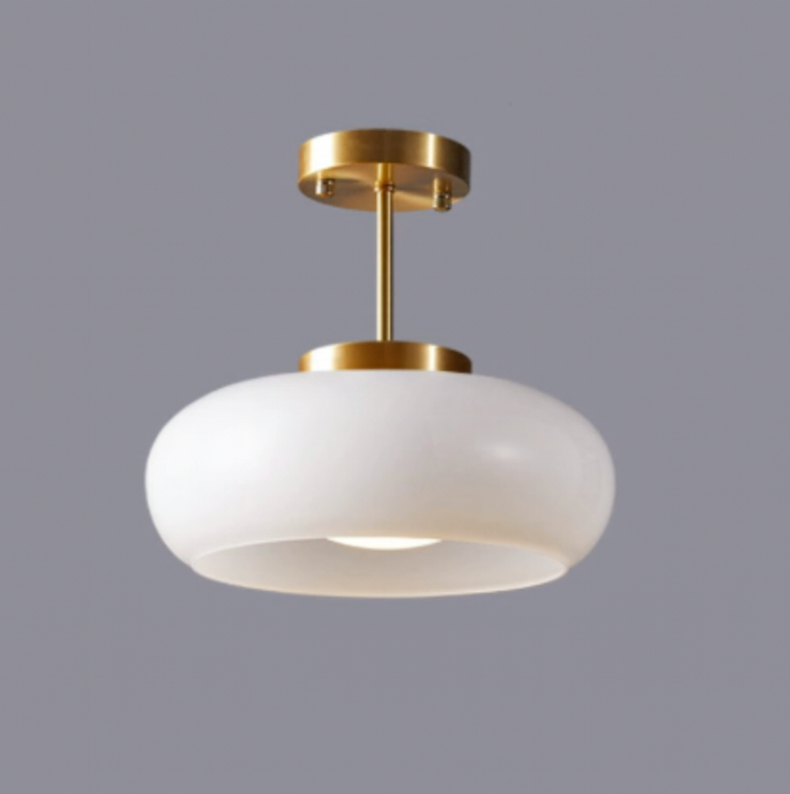 Vintage Glass Pendant Light with Orange Shade