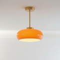 Vintage Glass Pendant Light with Orange Shade