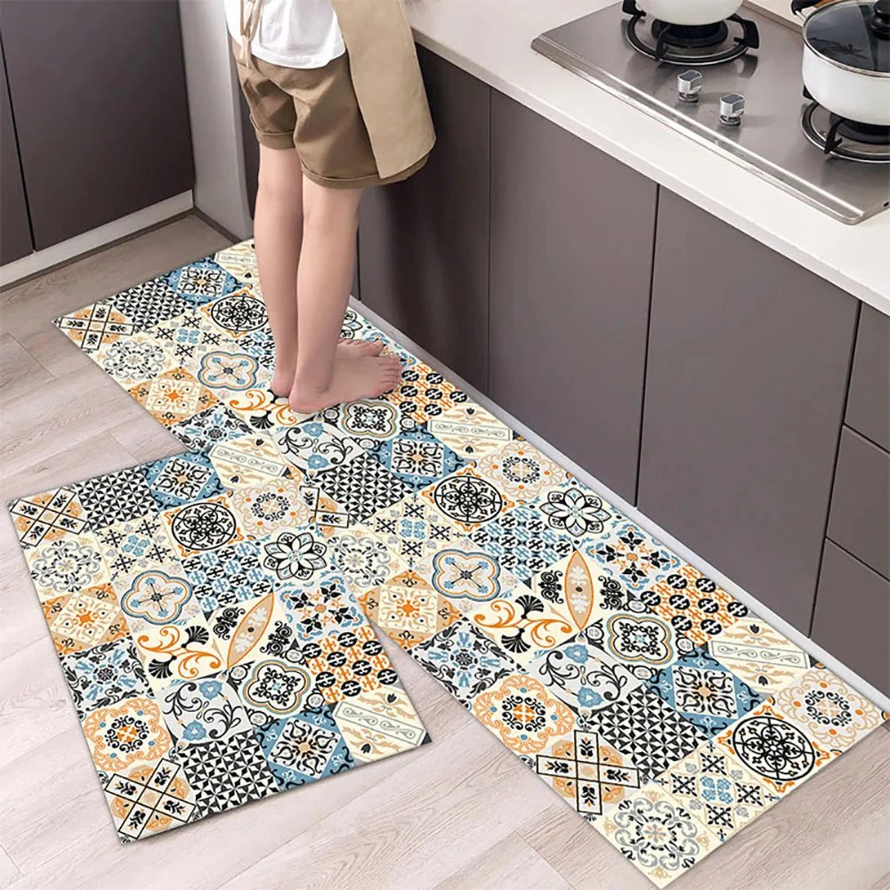Vintage Pattern Kitchen Runner Rug with Non Slip