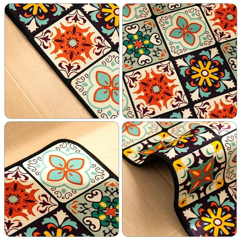 Vintage Pattern Kitchen Runner Rug with Non Slip