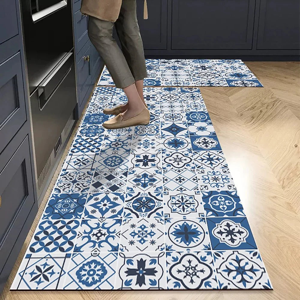 Vintage Pattern Kitchen Runner Rug with Non Slip