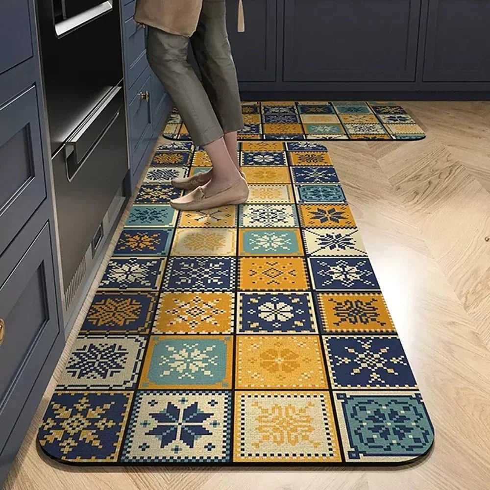 Vintage Pattern Kitchen Runner Rug with Non Slip