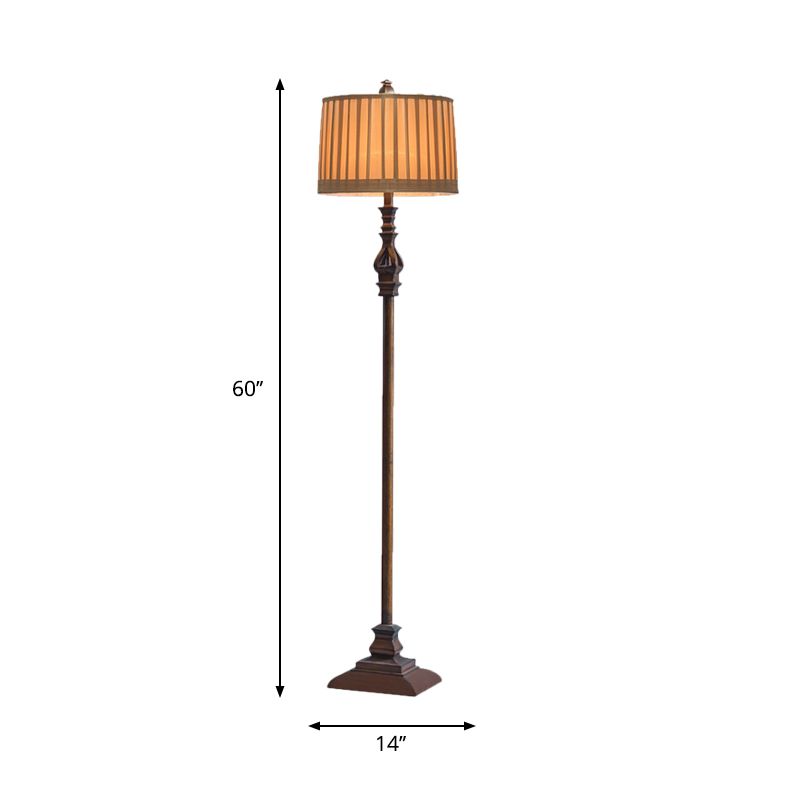 Vintage Resin Floor Lamp with Fabric Shade for Warm Ambient Lighting
