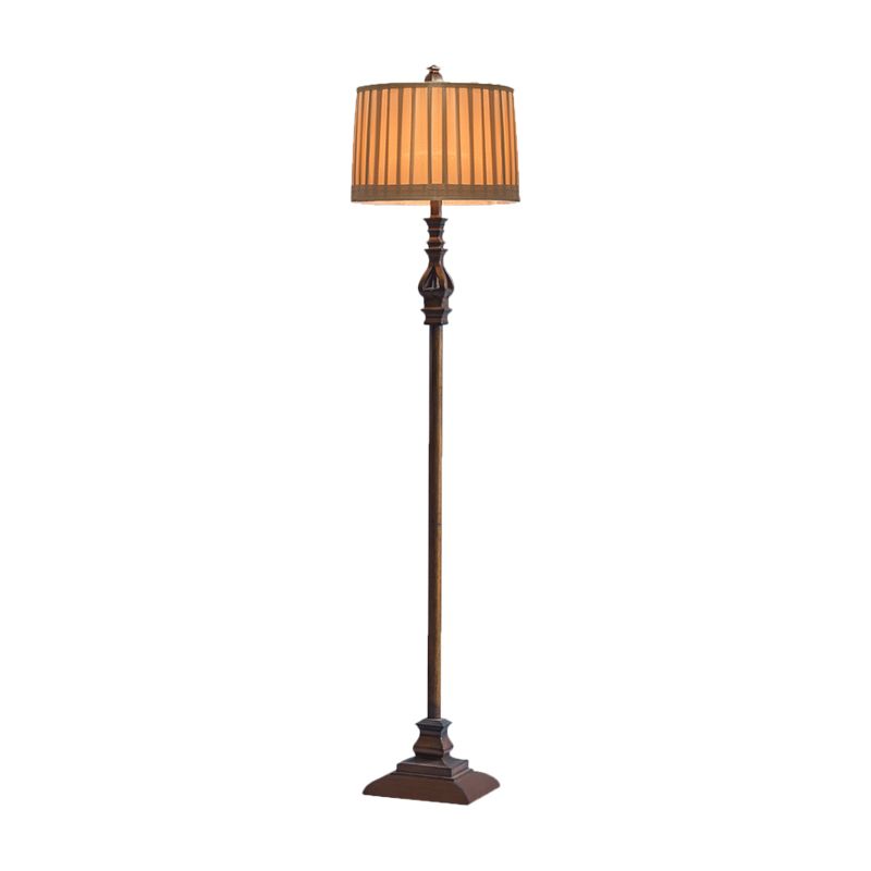 Vintage Resin Floor Lamp with Fabric Shade for Warm Ambient Lighting