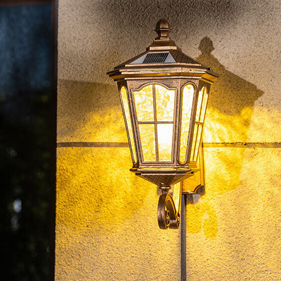 Vintage Solar Wall Lantern with Glass Panels