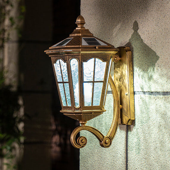 Vintage Solar Wall Lantern with Glass Panels