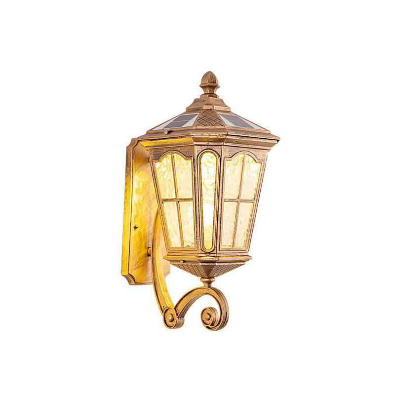 Vintage Solar Wall Lantern with Glass Panels