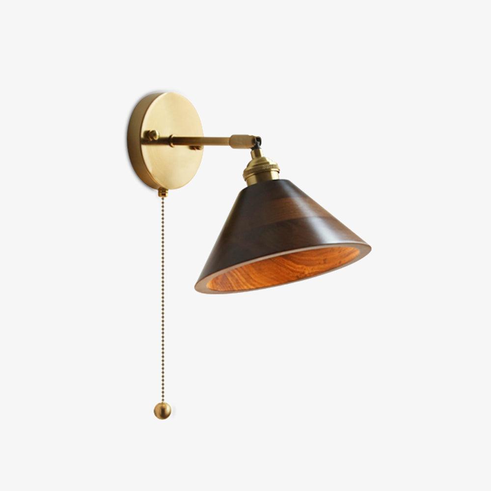 Vintage Wooden Dome Wall Sconce with Retro Brass Accent Design