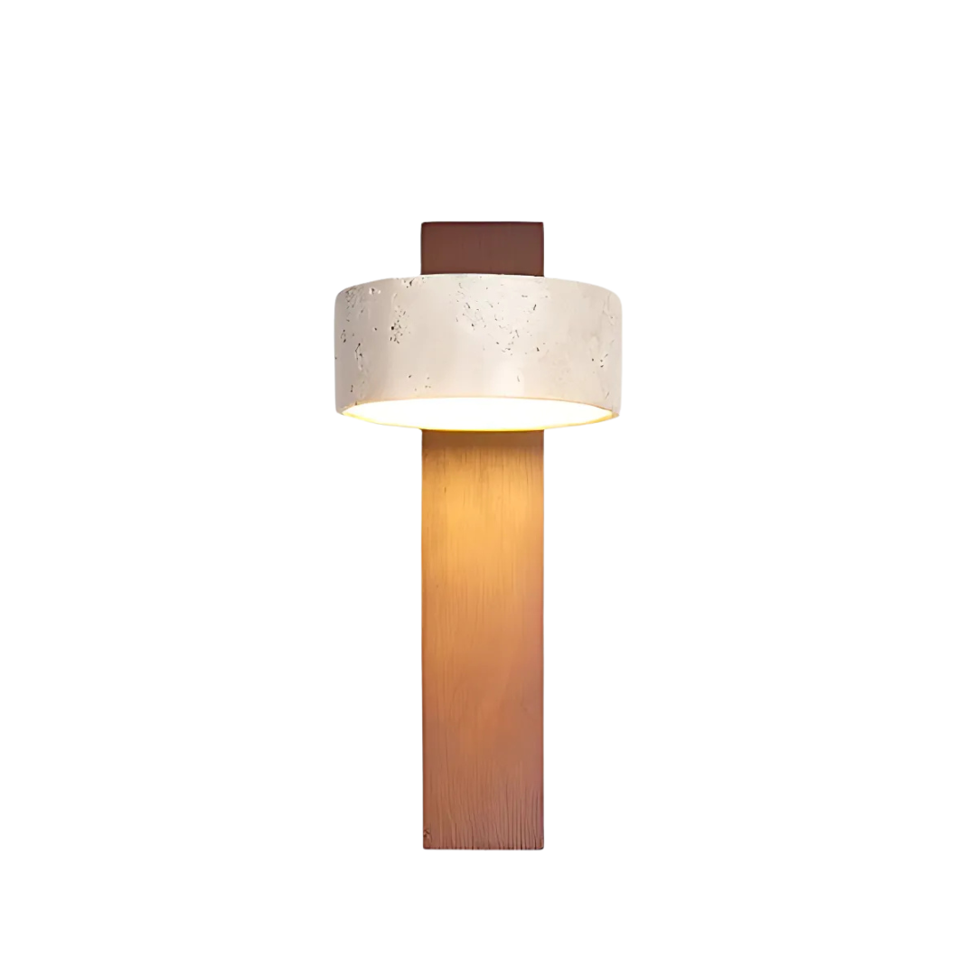 Wabi-Sabi Travertine Wood LED Garden Wall Light