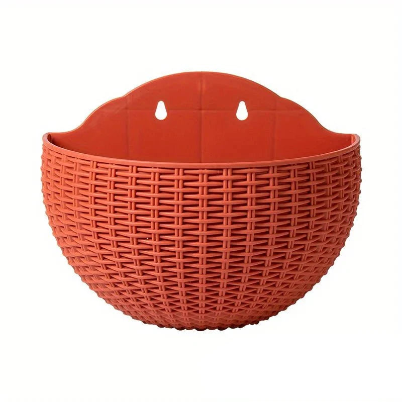 Wall-Mounted Rattan Planters for Stylish Vertical Greenery