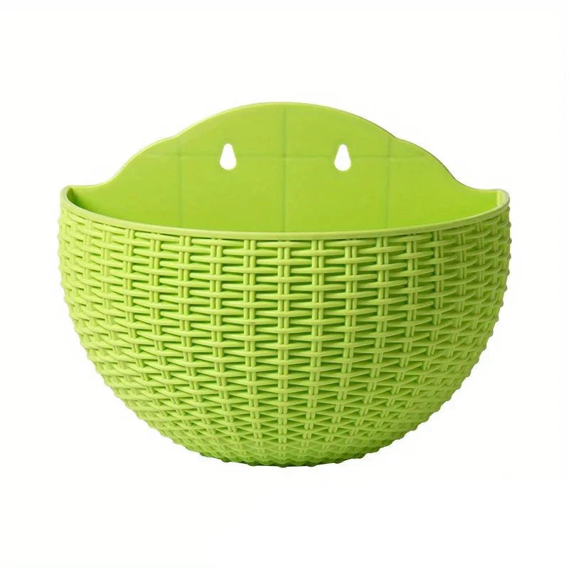 Wall-Mounted Rattan Planters for Stylish Vertical Greenery