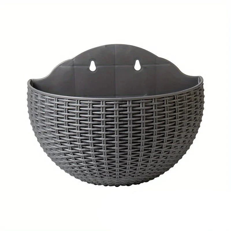 Wall-Mounted Rattan Planters for Stylish Vertical Greenery