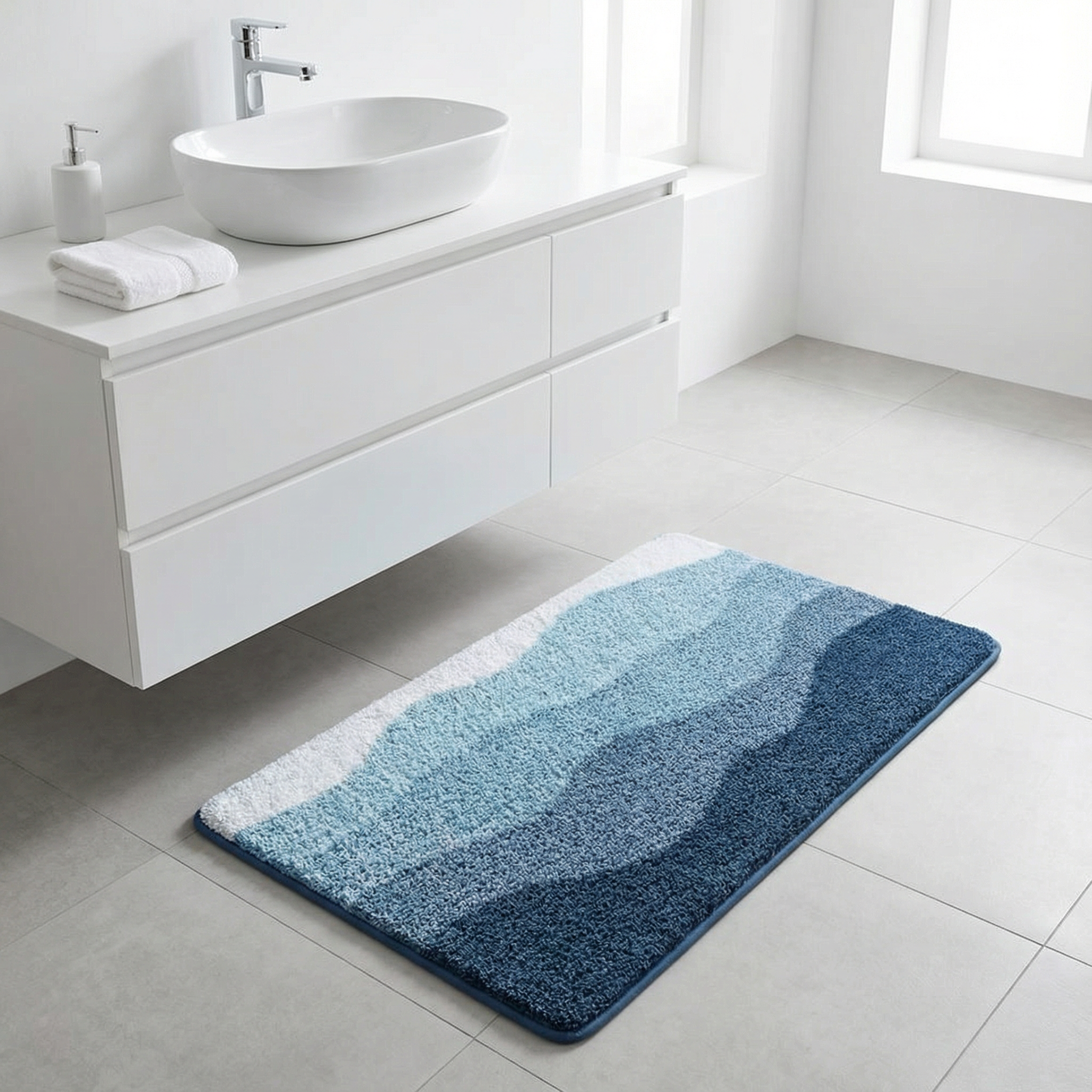 Wave Design Bath Mat for Soft Comfort and Dry Floors