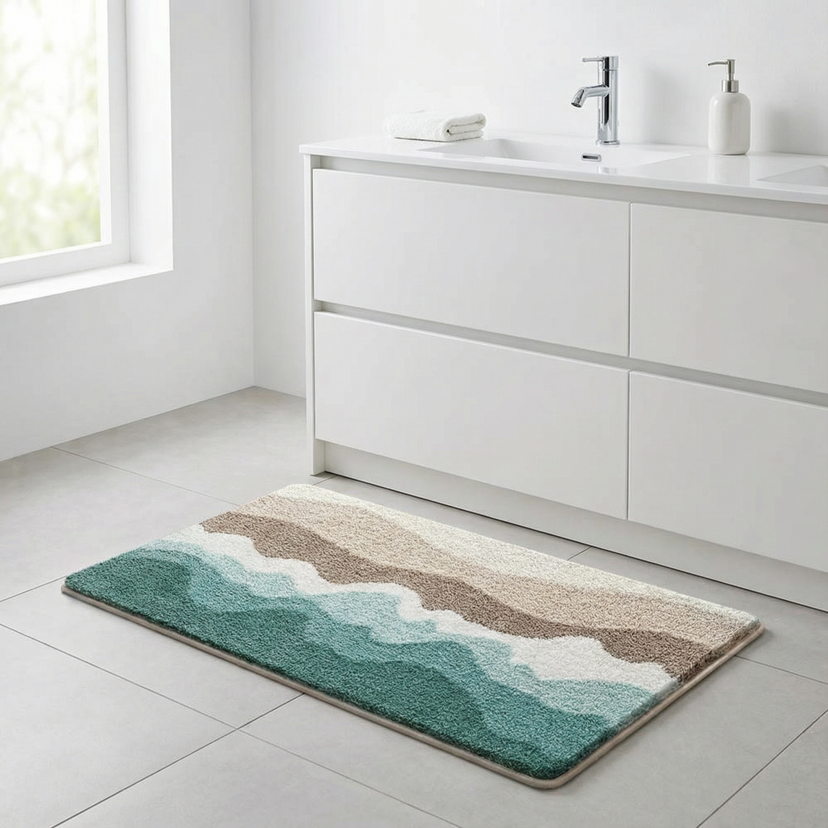 Wave Design Bath Mat for Soft Comfort and Dry Floors