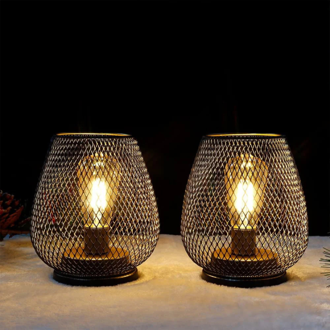 Wireless LED Table Lamp with Metal Mesh Shade