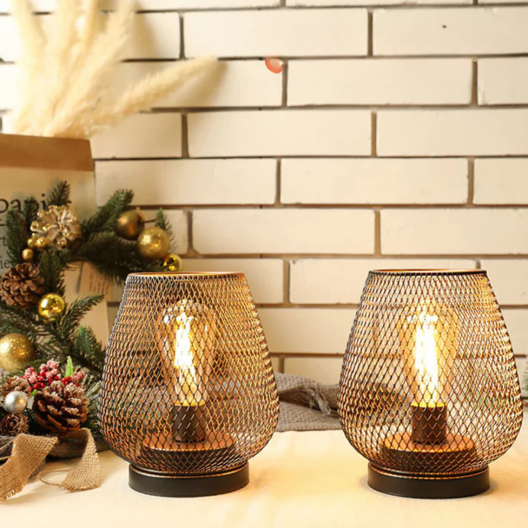 Wireless LED Table Lamp with Metal Mesh Shade
