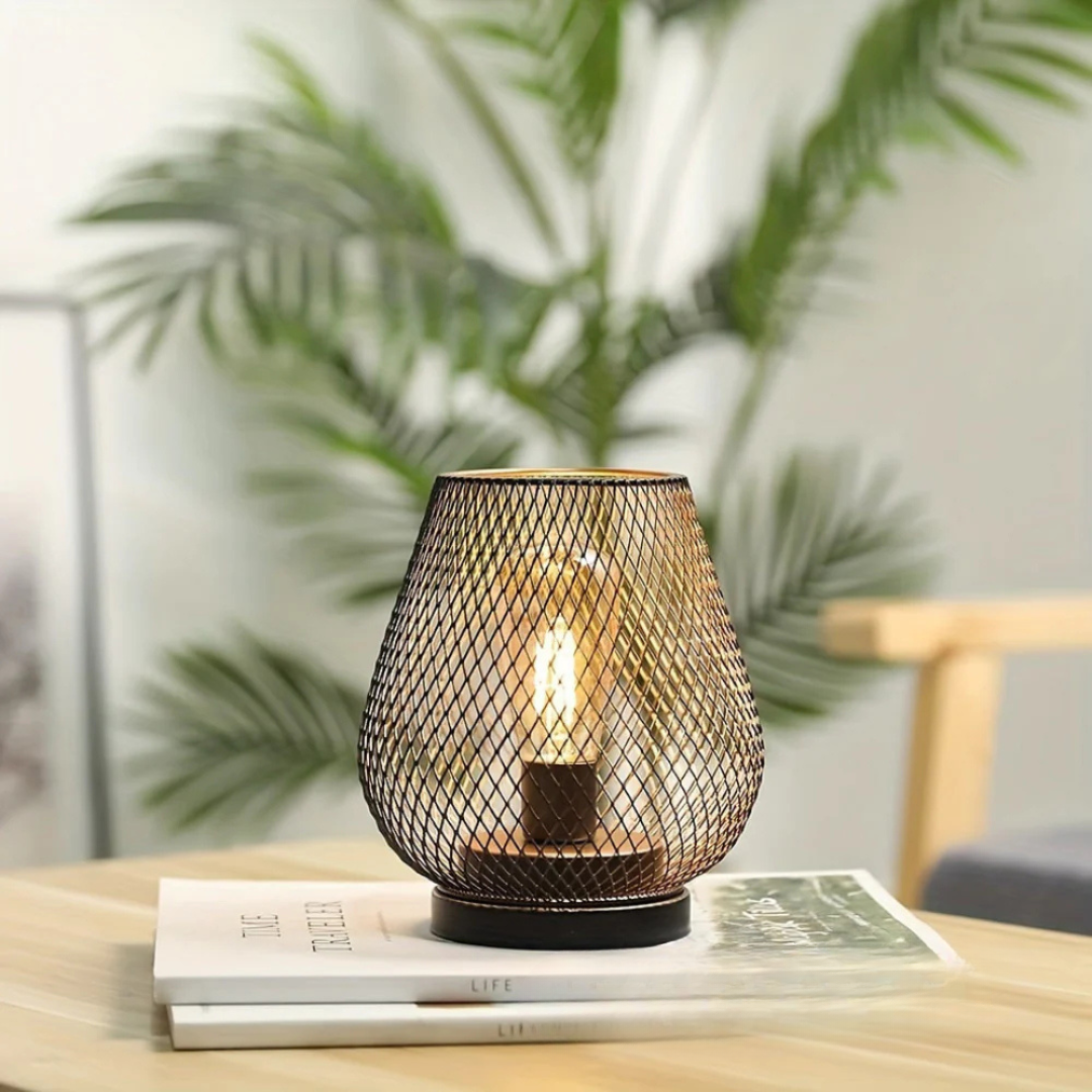 Wireless LED Table Lamp with Metal Mesh Shade