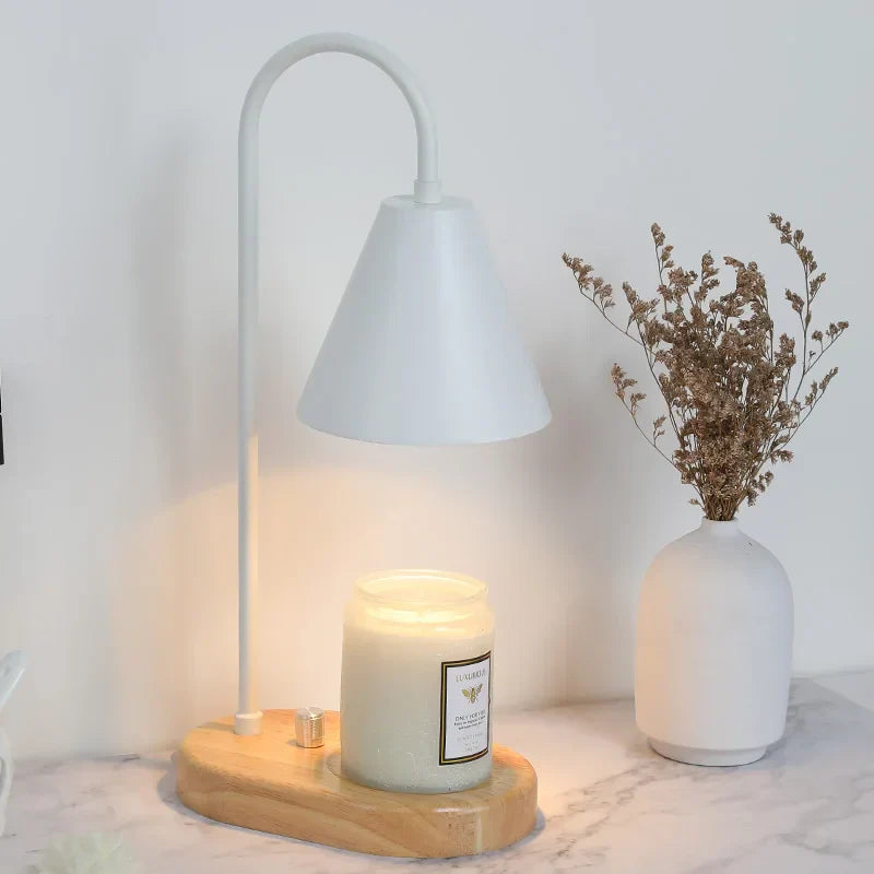 Wood Base Candle Warmer Lamp with Dimmer