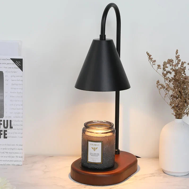Wood Base Candle Warmer Lamp with Dimmer