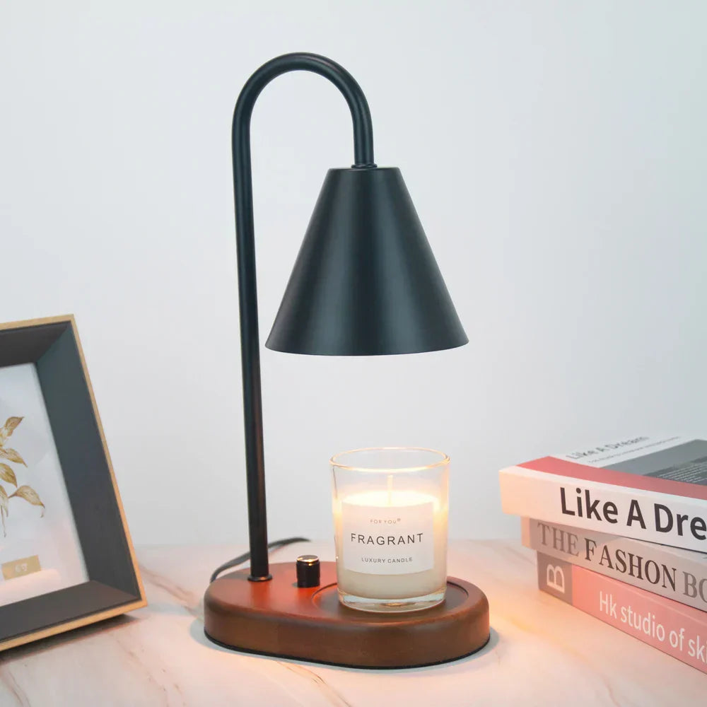 Wood Base Candle Warmer Lamp with Dimmer