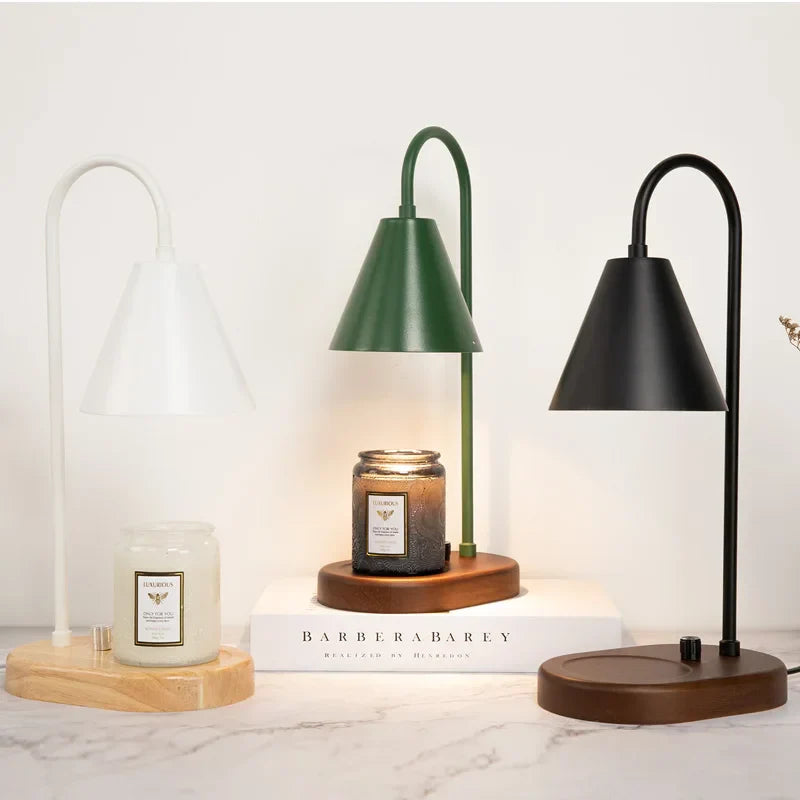 Wood Base Candle Warmer Lamp with Dimmer
