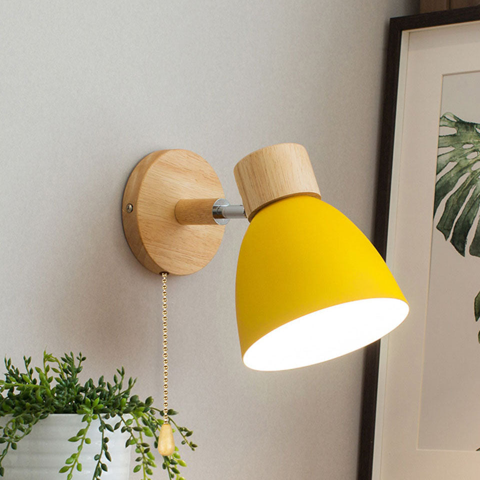 Wood Cone Wall Sconce with Adjustable Head
