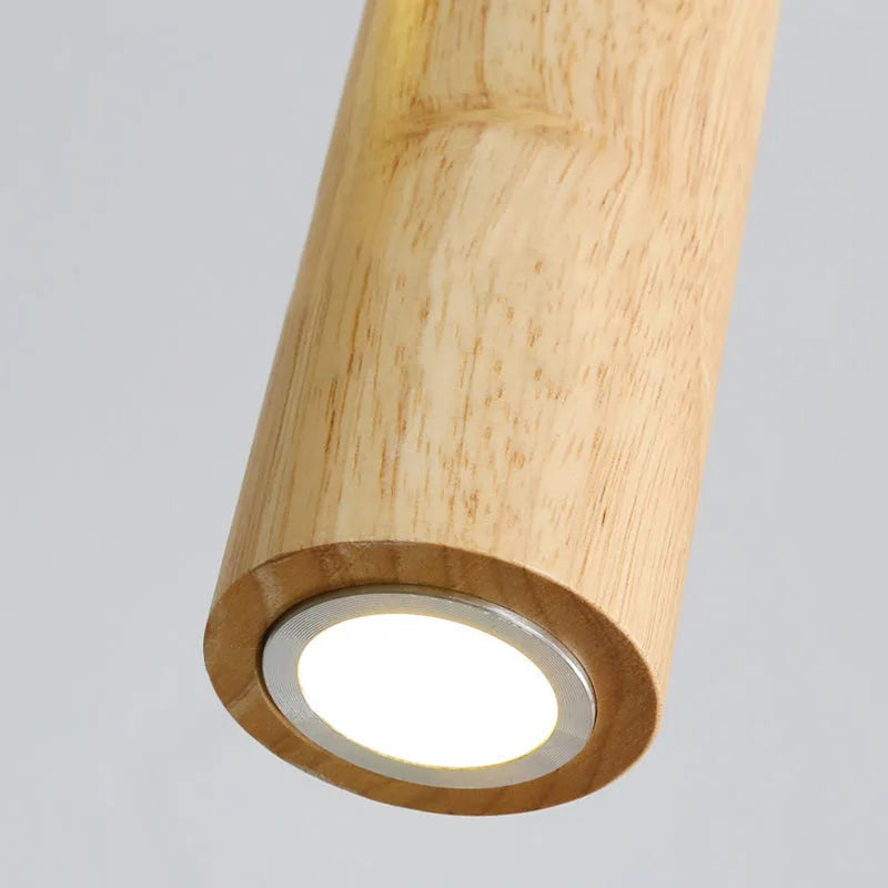 Wood Cylinder Pendant Light with Minimal Design