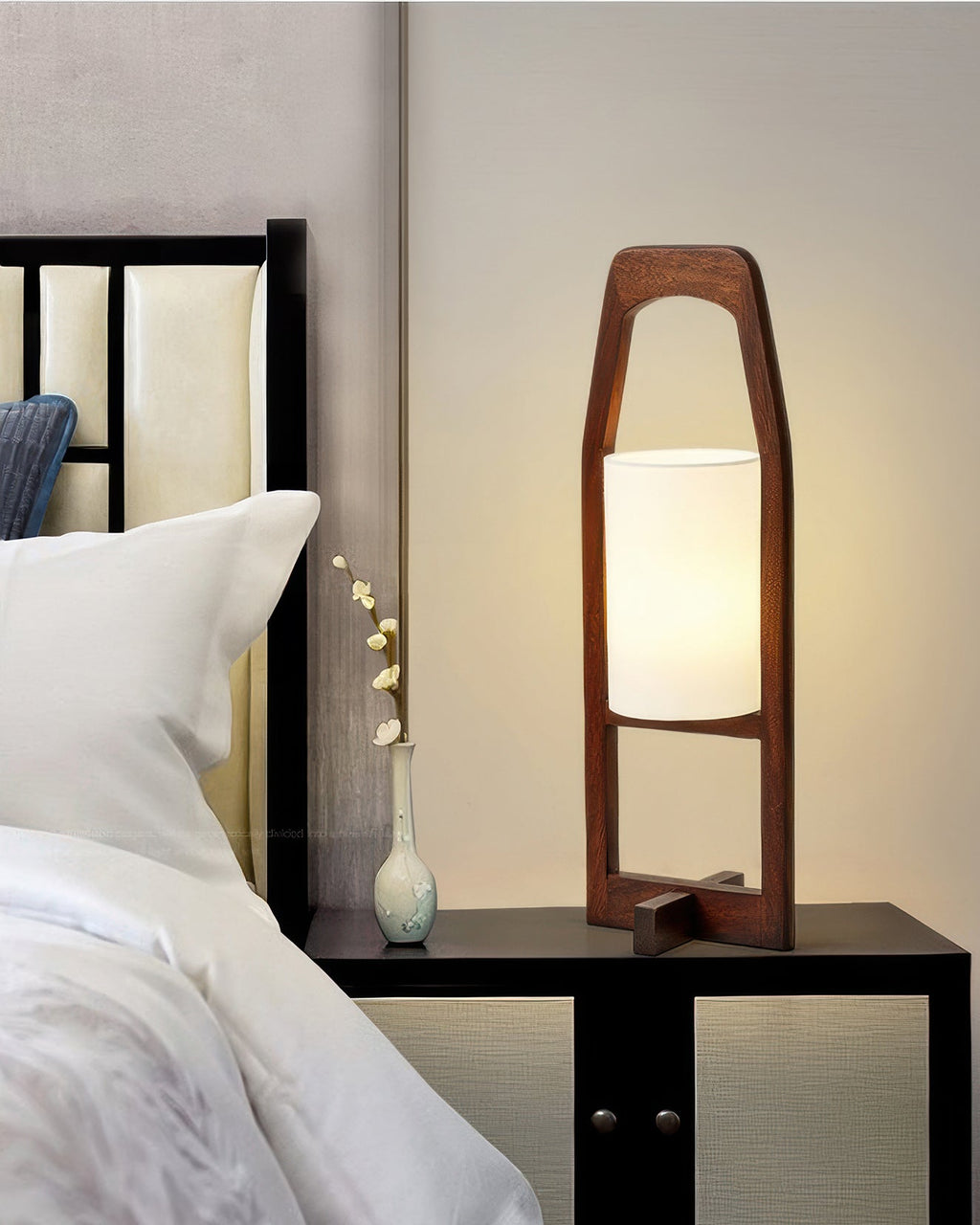 Wood Frame Fabric Floor Lamp